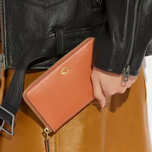 Coach Accordion Zip Wallet Brass/Faded Orange - Picture 15 of 16